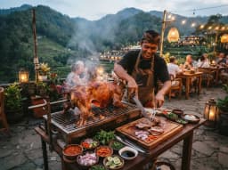 Kambing guling untuk acara makan bersama